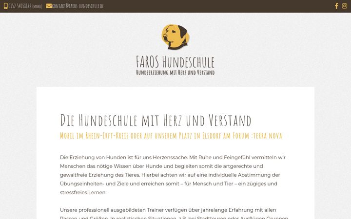 Screenshot of faros-hundeschule.de