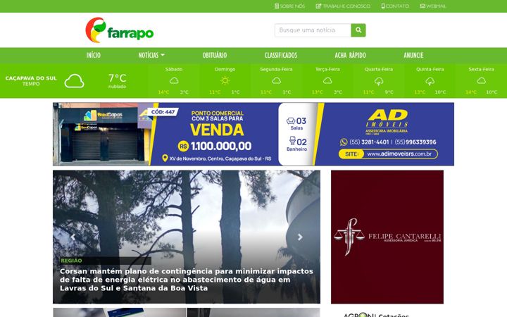 Ekraanipilt saidist farrapo.com.br