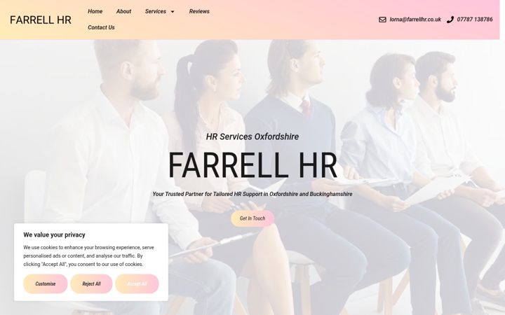 Screenshot of farrellhr.co.uk