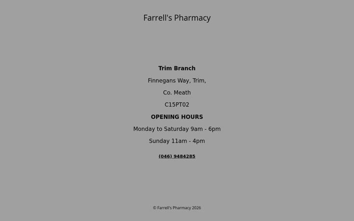 Ekrano kopija farrells-pharmacy.ie