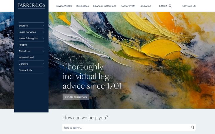 Screenshot of farrer.co.uk