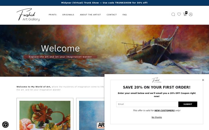 Screenshot of farshidartgallery.com