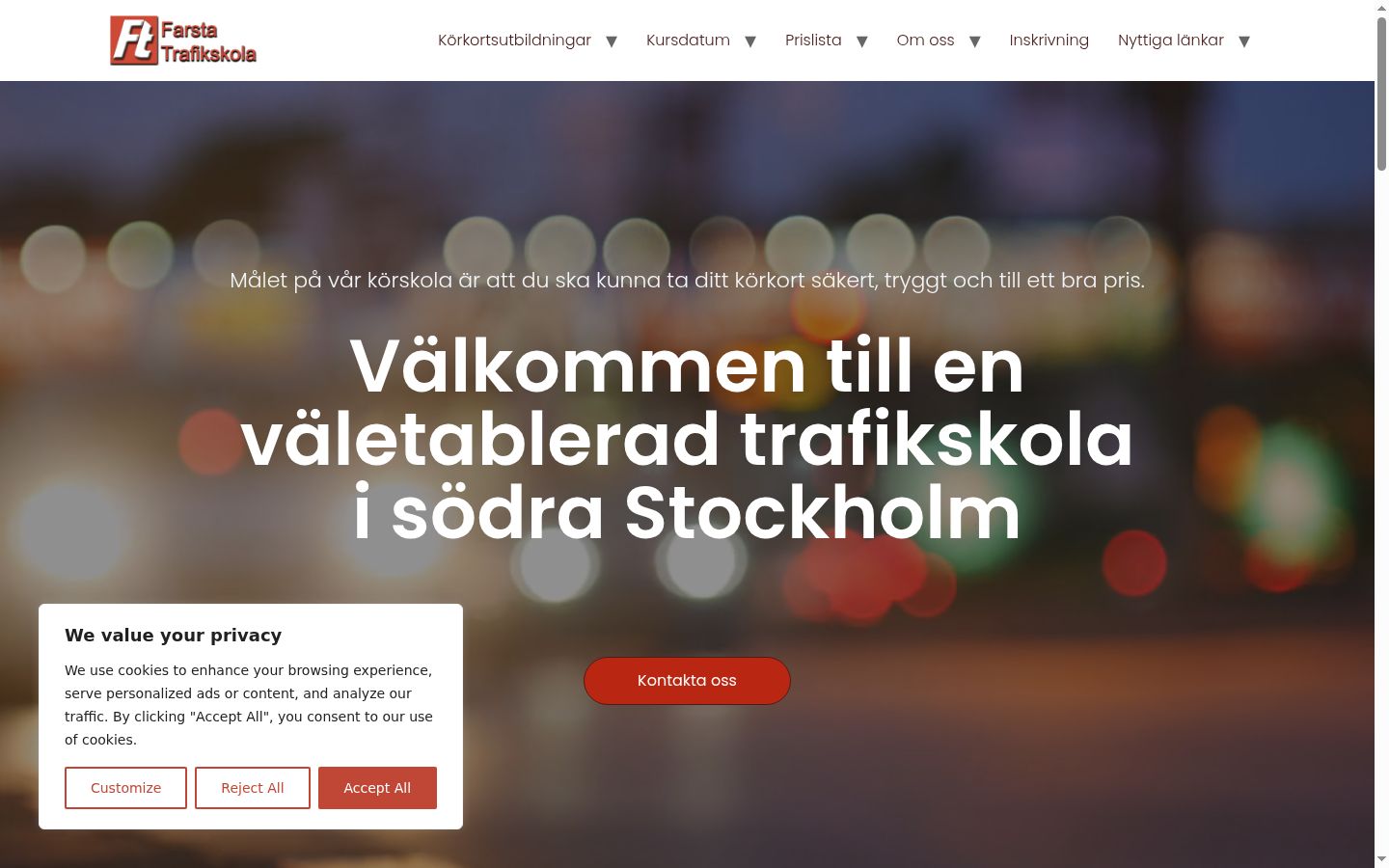 Skærmbillede af samtykkebanneret, som det blev vist før nogen interaktion