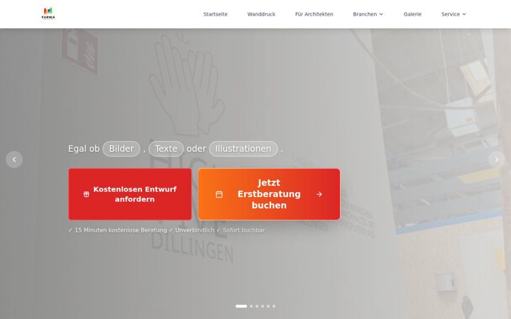 Screenshot of farwa-wanddruck.de