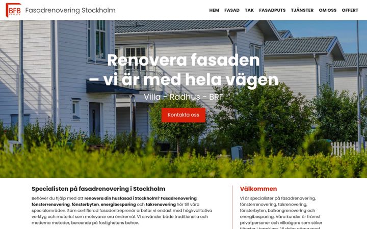 Screenshot of fasadrenoveringstockholm.net