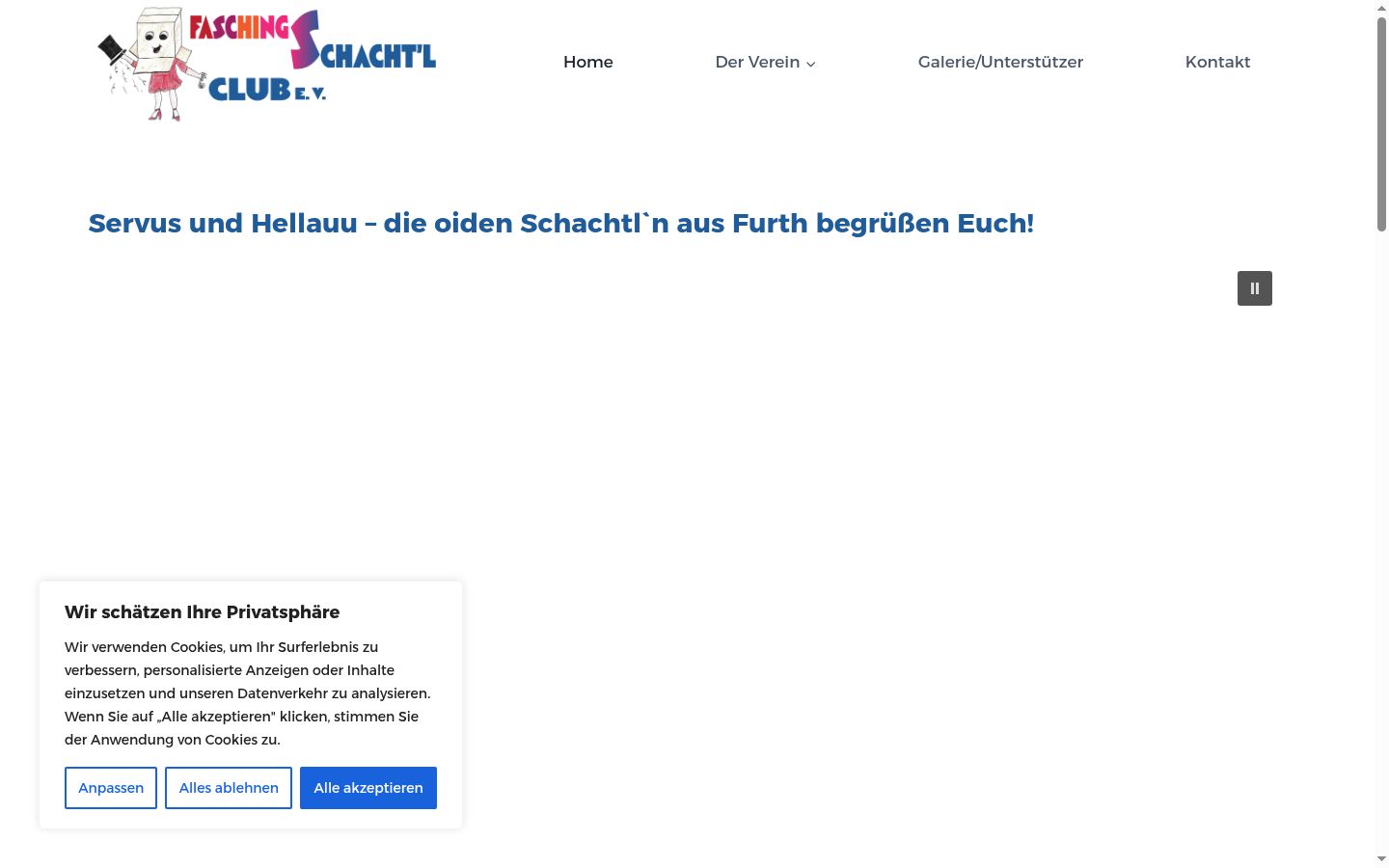 Screenshot des Einwilligungsbanners vor jeglicher Interaktion