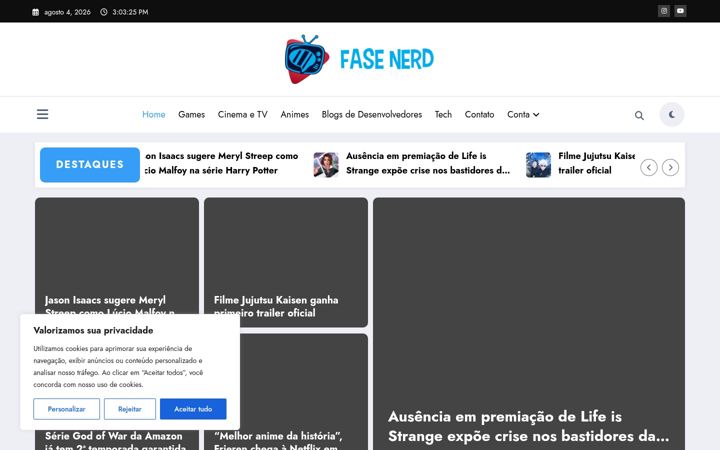 Ekraanipilt saidist fasenerd.com.br