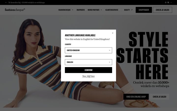 Screenshot of fashioncheque.com