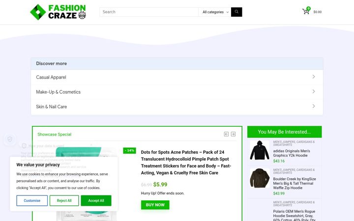 Zrzut ekranu fashioncraze.co.uk