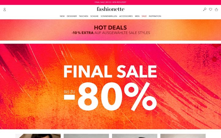 Screenshot of fashionette.ch