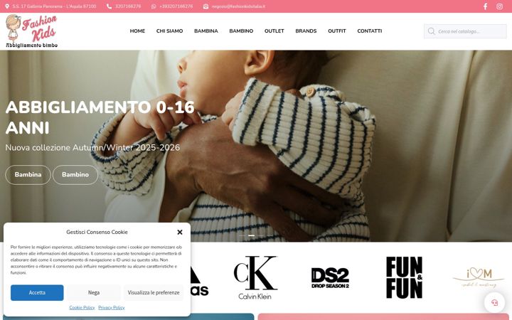 Kuvakaappaus sivustosta fashionkidsitalia.it
