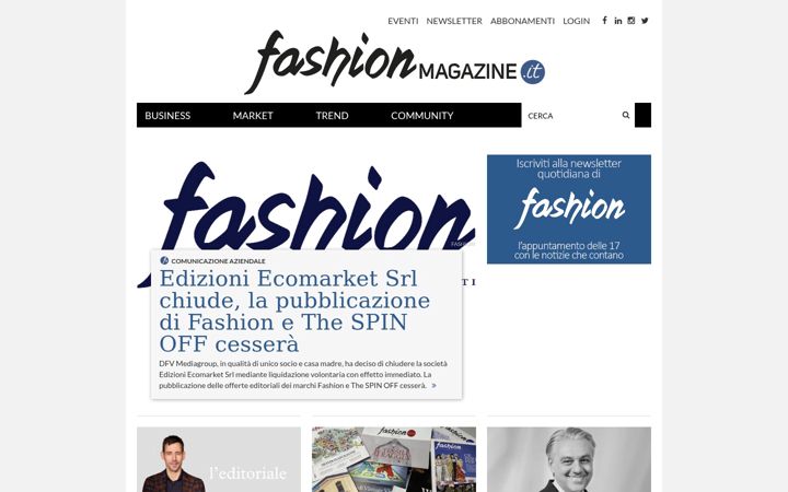 Kuvakaappaus sivustosta fashionmagazine.it
