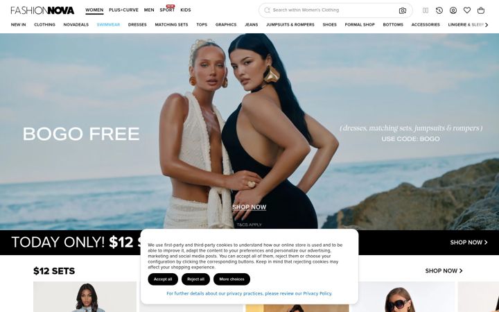 Ekraanipilt saidist fashionnova.com