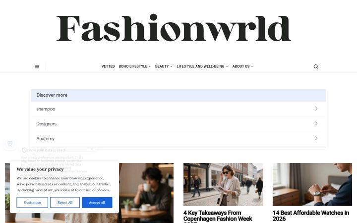 Screenshot of fashionwrld.com