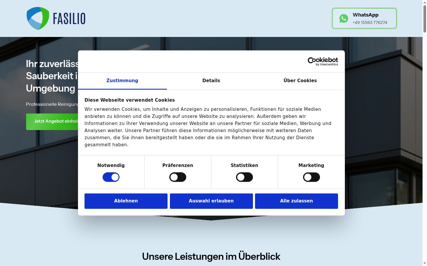 Screenshot del banner di consenso mostrato prima di qualsiasi interazione