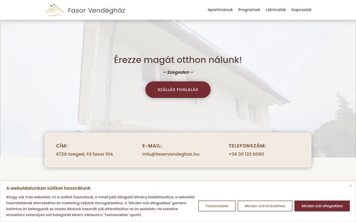 Screenshot of fasorvendeghaz.hu
