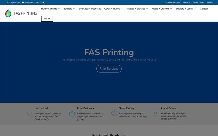 Screenshot of fasprinting.co.uk