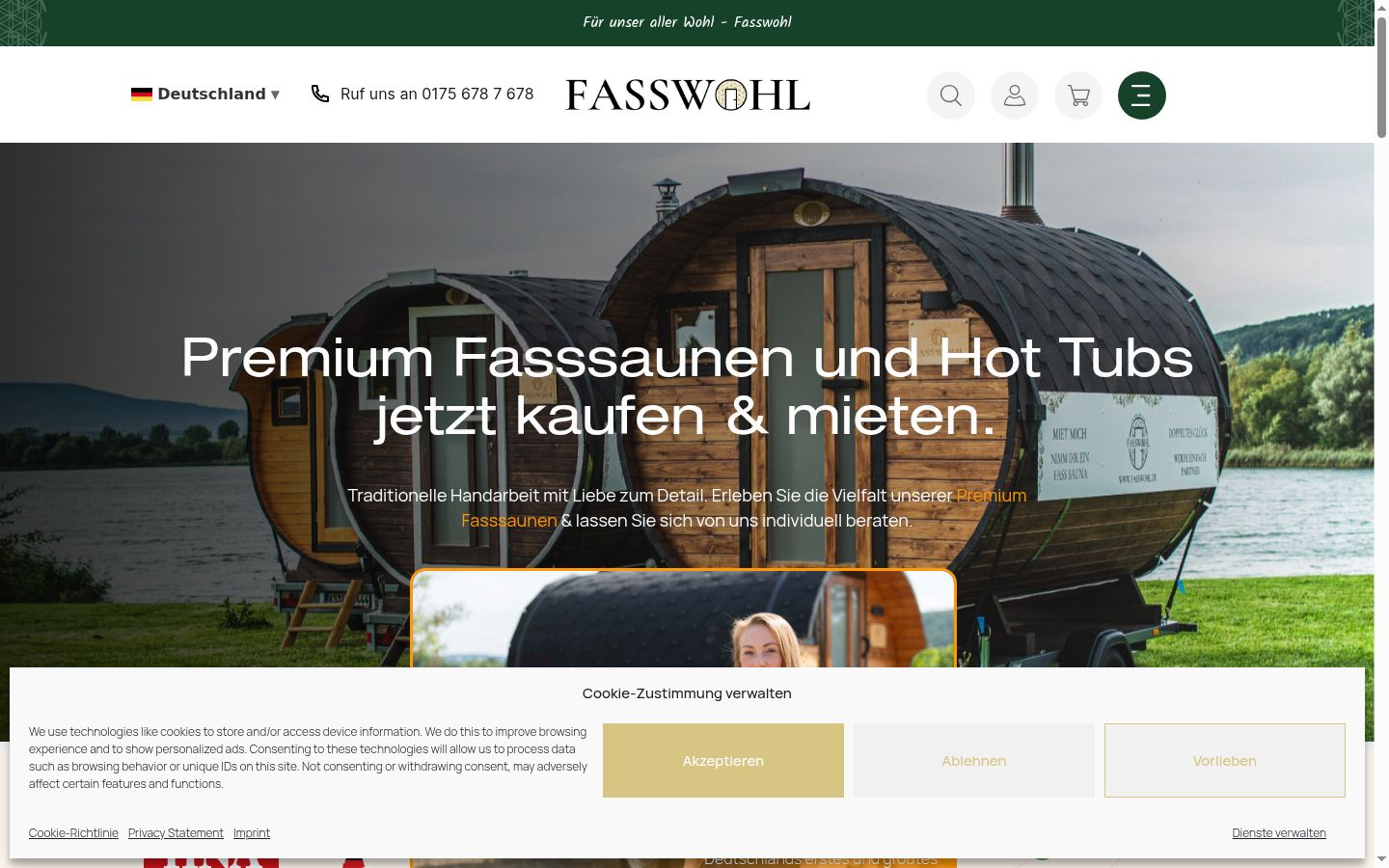 Screenshot des Einwilligungsbanners vor jeglicher Interaktion