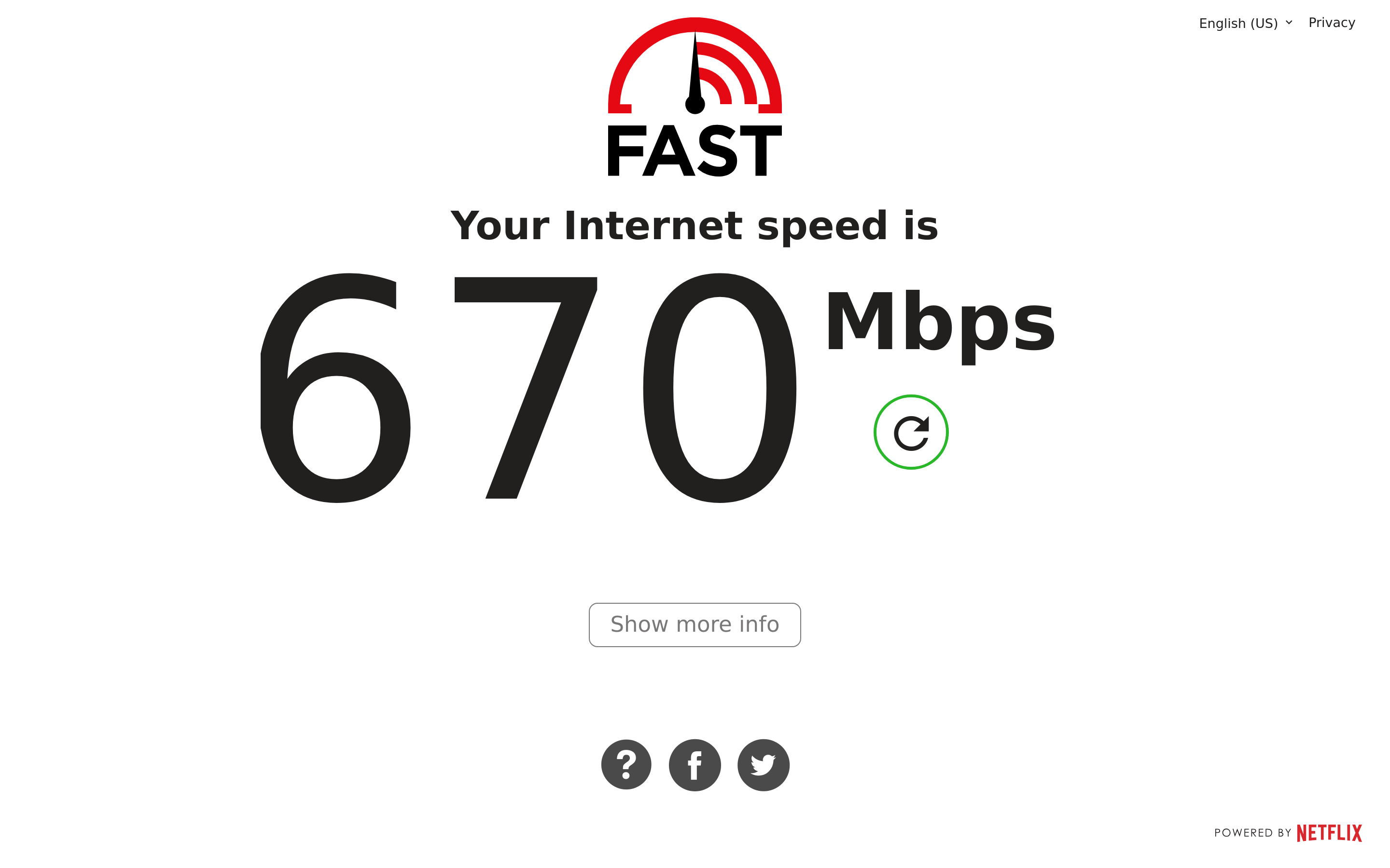 Screenshot of fast.com