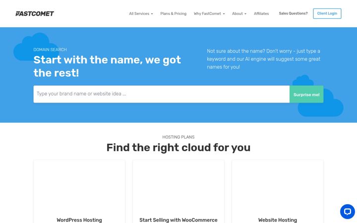 Screenshot of fastcomet.com