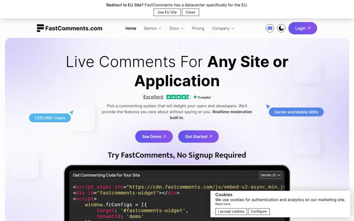 Screenshot di fastcomments.com