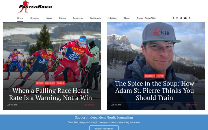 Screenshot of fasterskier.com