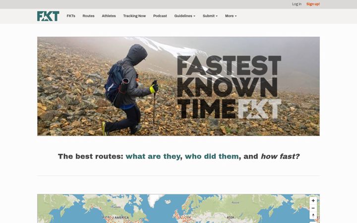 Screenshot of fastestknowntime.com