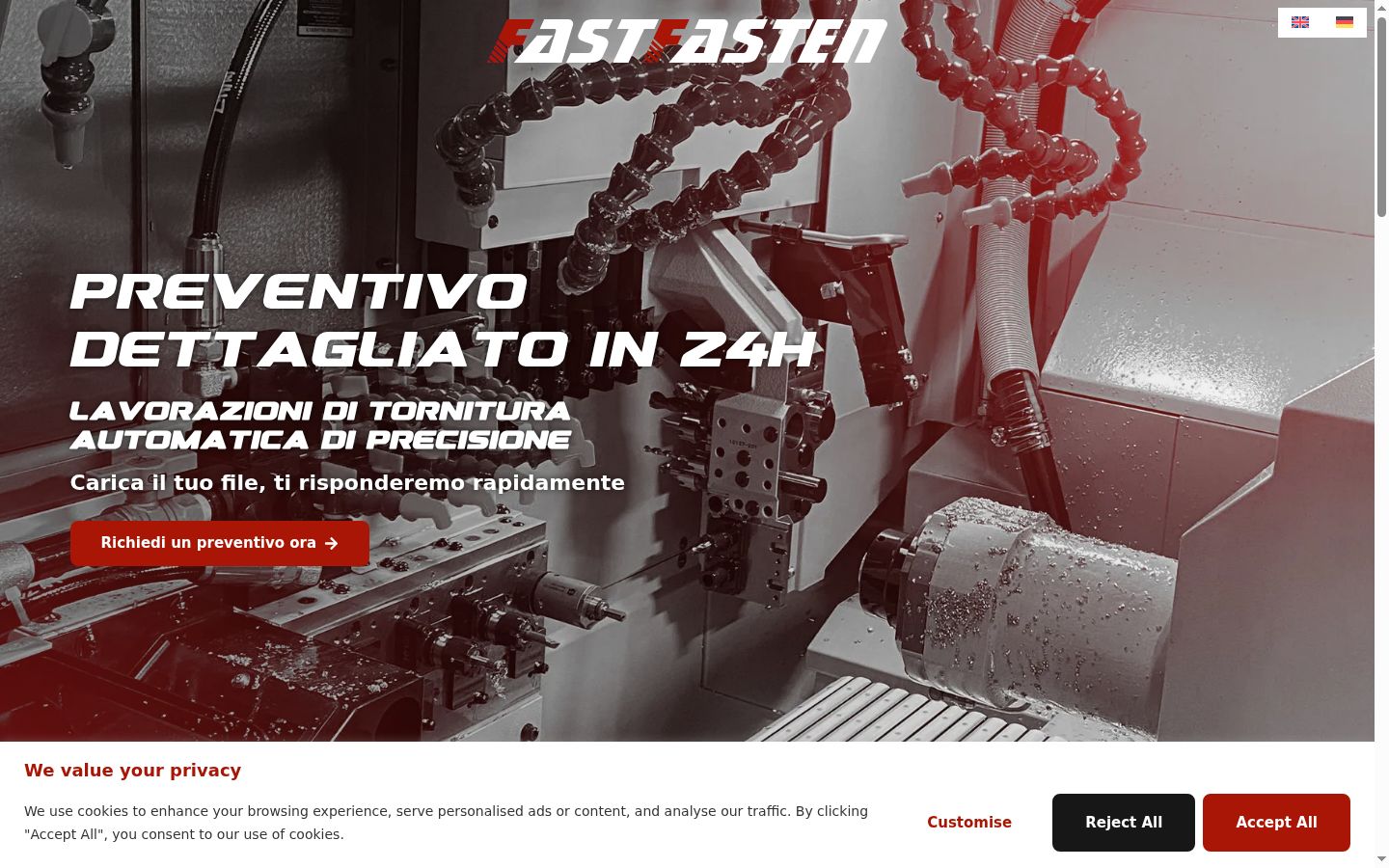 Screenshot del banner di consenso mostrato prima di qualsiasi interazione