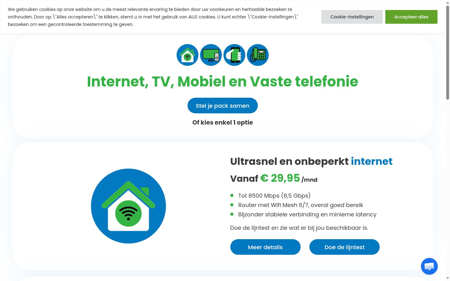 Skärmbild av samtyckesbannern som visades före någon interaktion
