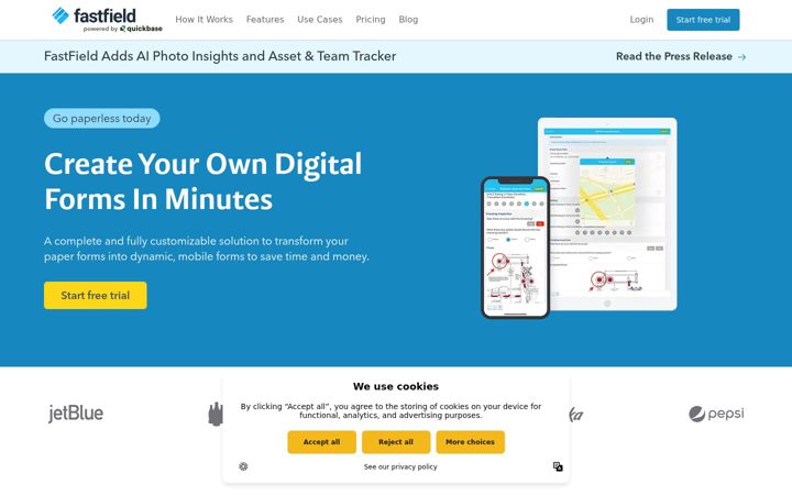 Screenshot of fastfieldforms.com