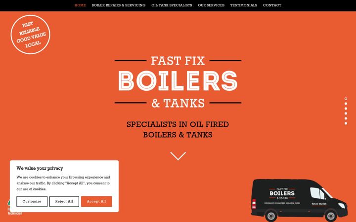 Zrzut ekranu fastfixboilersandtanks.co.uk