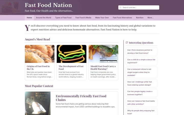 Screenshot of fastfoodnation.co.uk