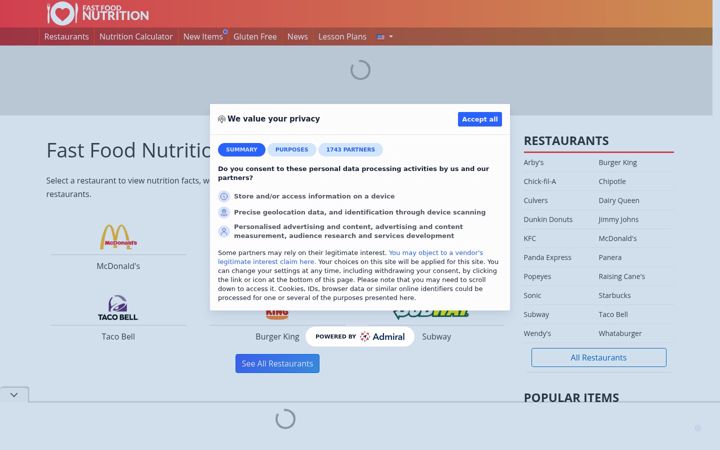Képernyőkép: fastfoodnutrition.org