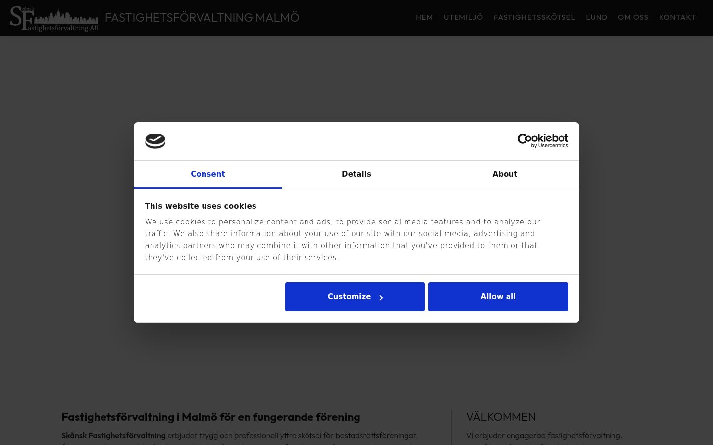 Screenshot of the consent banner shown before any interaction