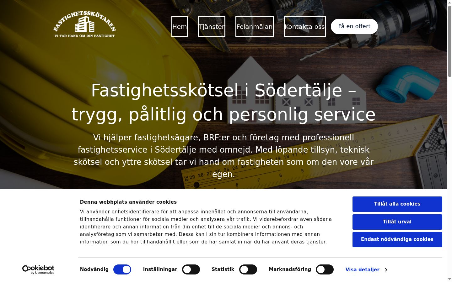 Skærmbillede af samtykkebanneret, som det blev vist før nogen interaktion