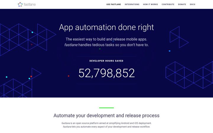 Screenshot of fastlane.tools