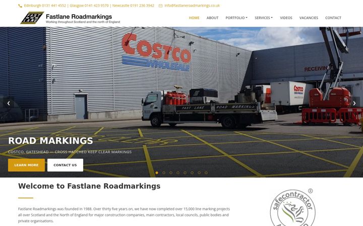 Screenshot of fastlaneroadmarkings.com