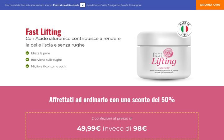 Kuvakaappaus sivustosta fastliftingitalia.it