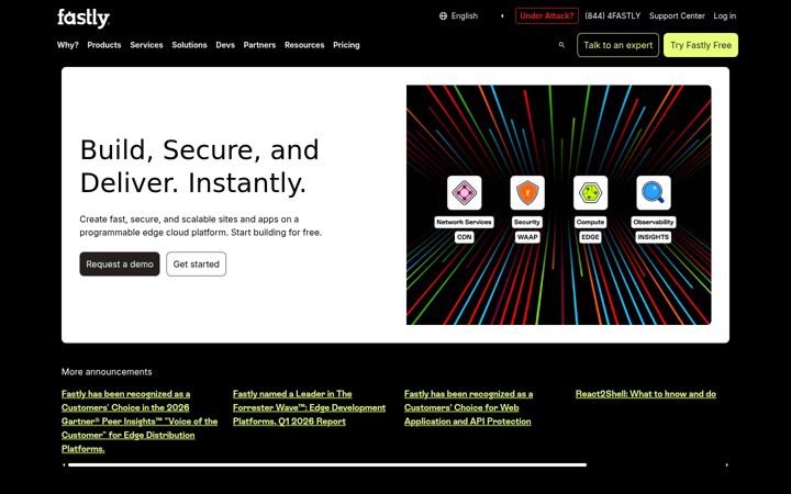Screenshot of fastly.com