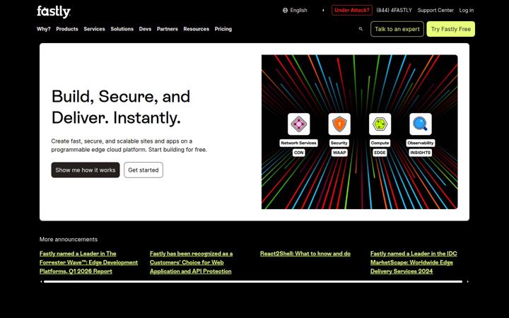 Screenshot stránky fastly.net