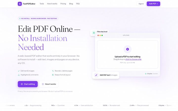 Screenshot of fastpdfeditor.com