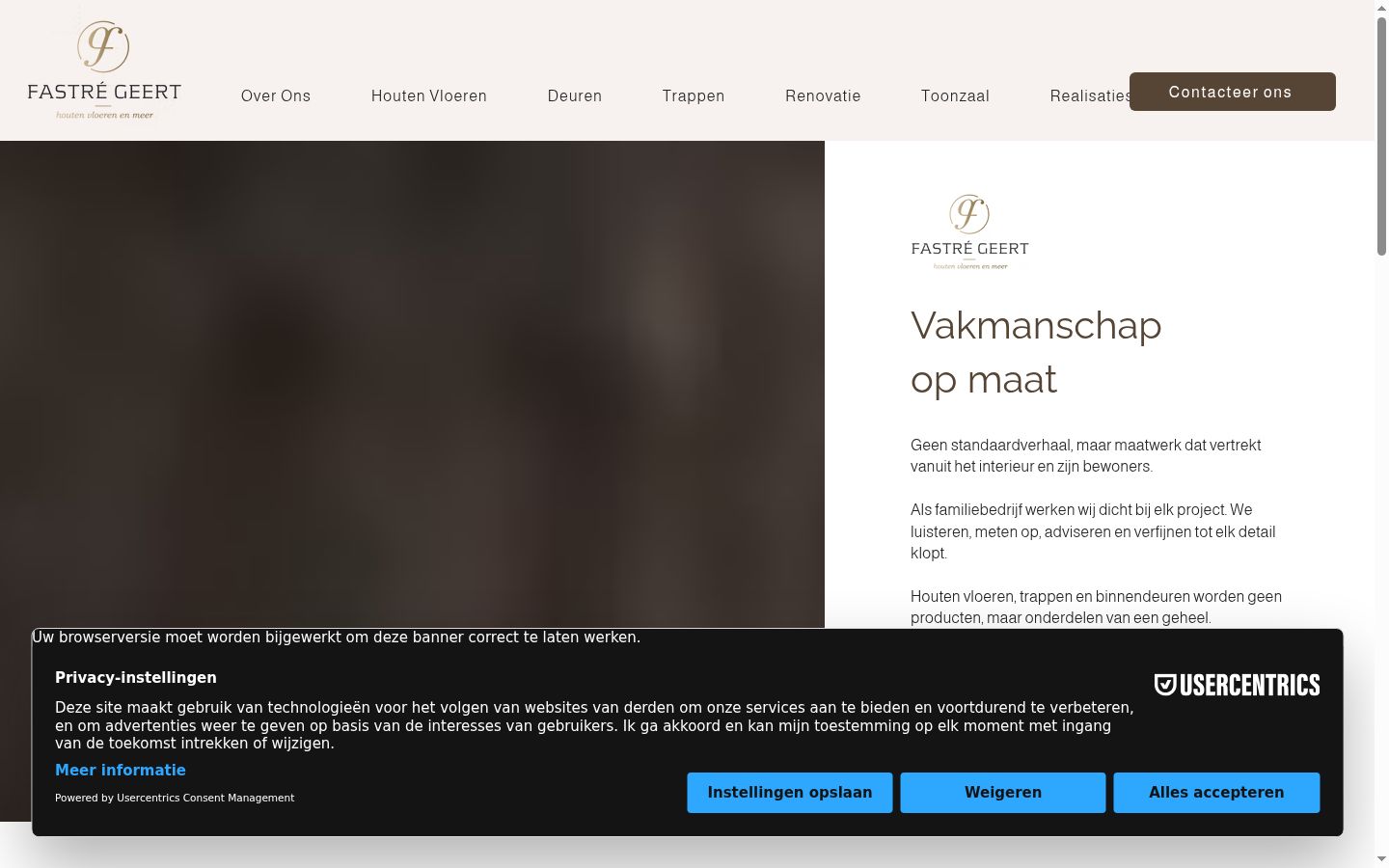 Skärmbild av samtyckesbannern som visades före någon interaktion