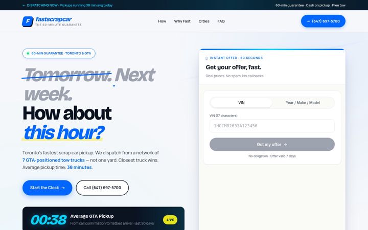Screenshot of fastscrapcar.ca
