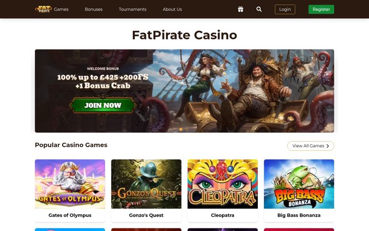 Ekrano kopija fat-piratecasino.com