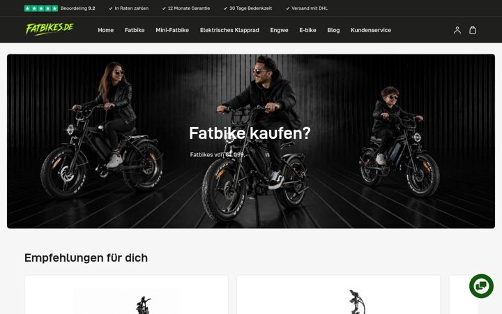 Екранна снимка на fatbikes.de
