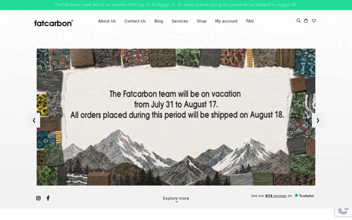 Screenshot of fatcarbonmaterials.com