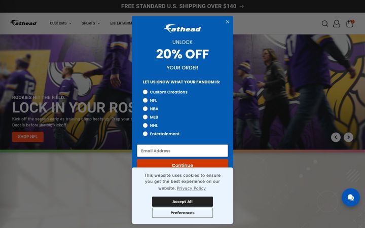 Screenshot of fathead.com