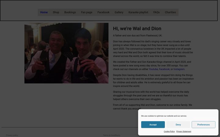 Screenshot of fatherandsonthekaraokekings.uk