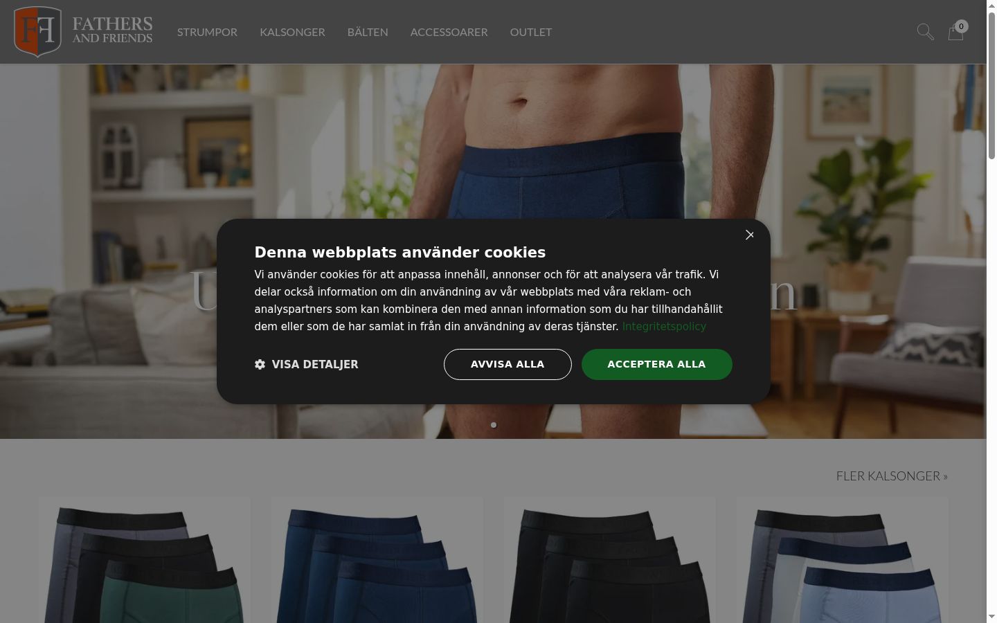Skjermbilde av samtykkebanneret slik det vises før noen interaksjon