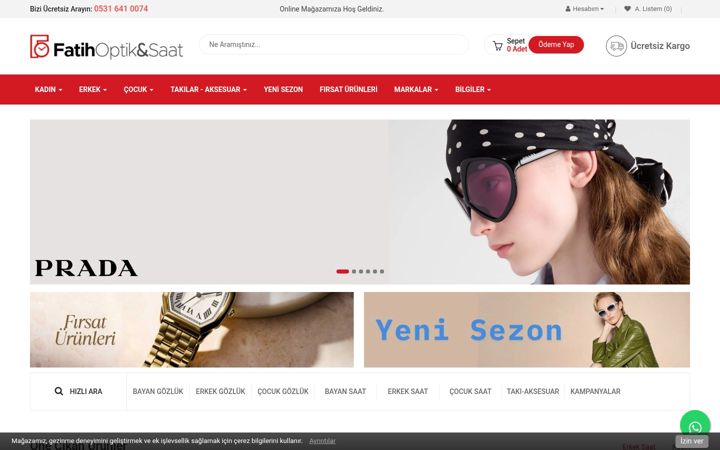 Captură de ecran a fatihoptik.com.tr